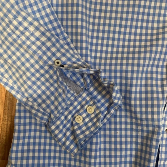 Tommy Hilfiger men’s shirt medium blue white gingham check button down casual - Picture 3 of 6